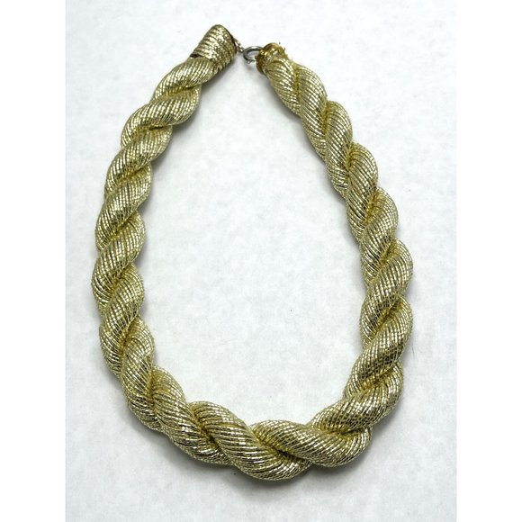 Vintage Gold Metallic Rope Choker Necklace - Picture 1 of 4